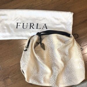 furla cream snake hobo bag.